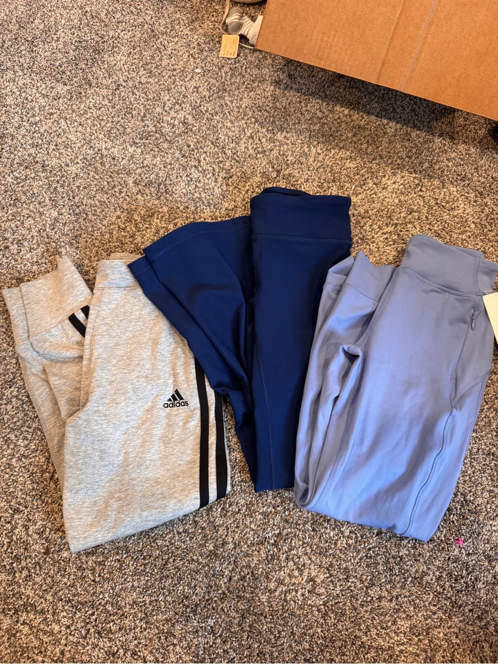 adidas Kids Leggings Trio - Gray, Navy & Light Purple
